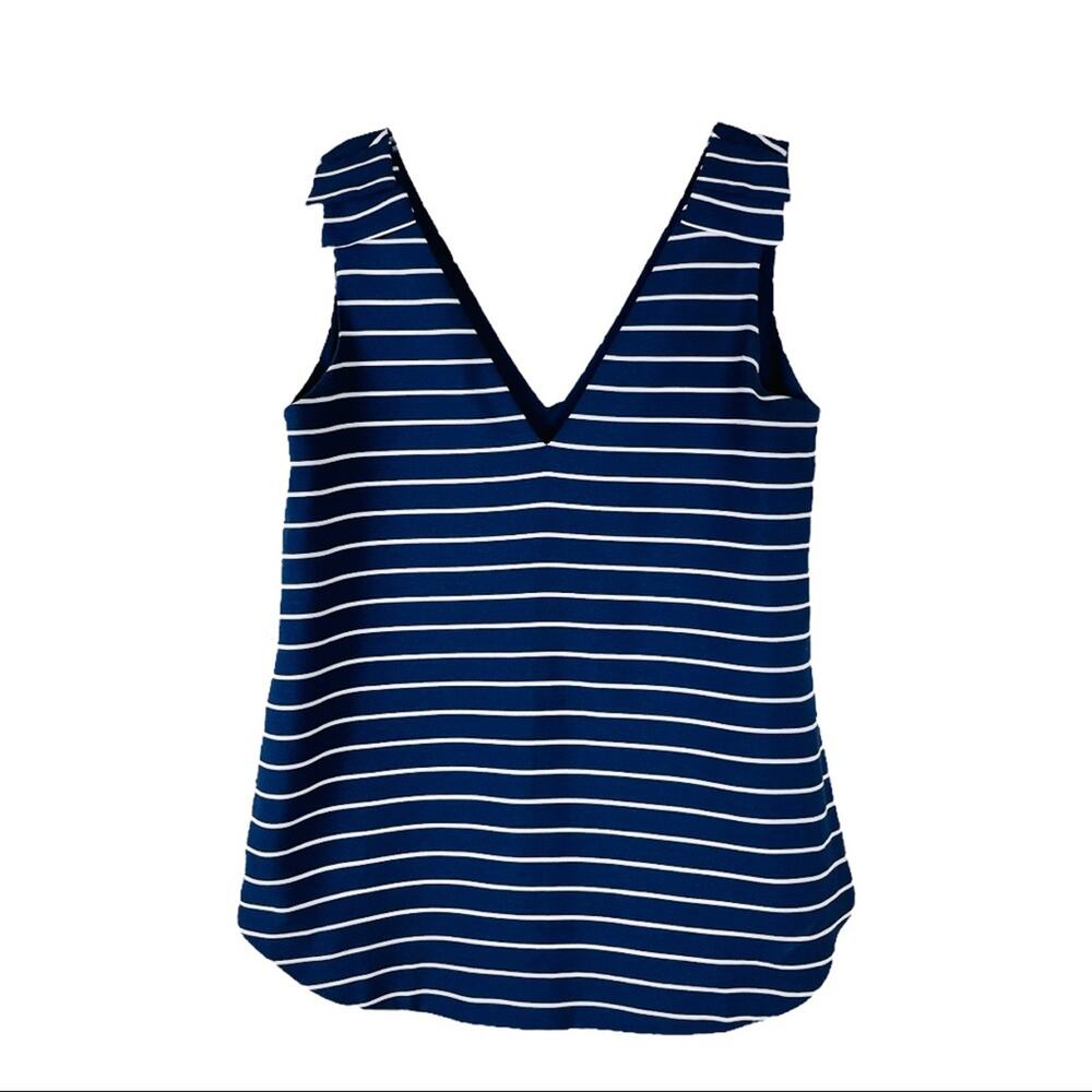 Banana Republic blue white striped v neck lightweight nautical tank top